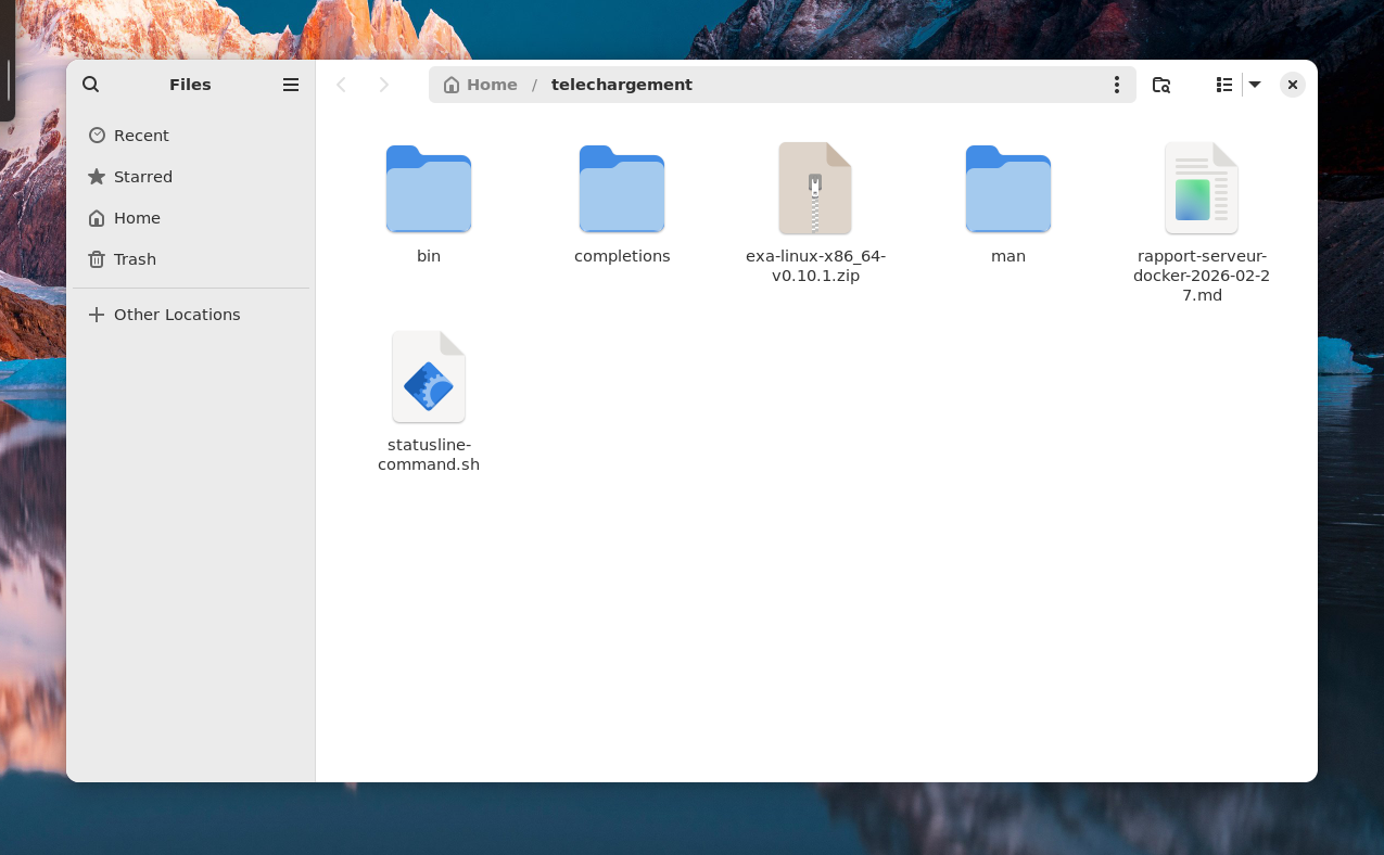 Fenêtre Nautilus affichant un dossier Linux, ouverte comme une application native sur le bureau Windows