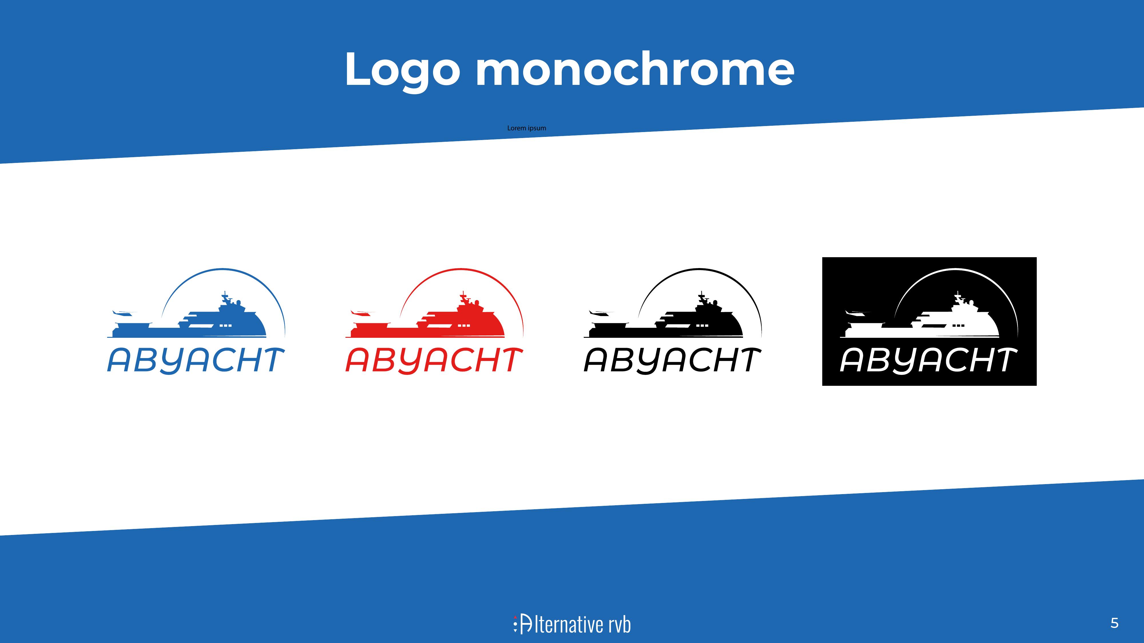 Déclinaisons monochromes du logo Abyacht