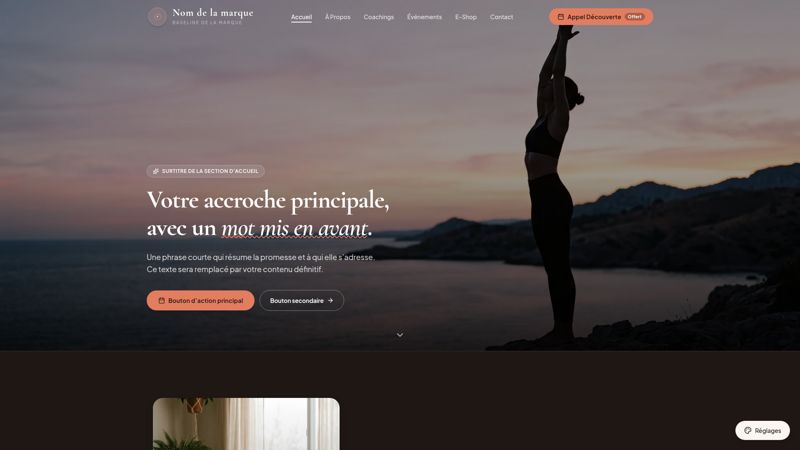 Coaching Showcase - Gabarit de site vitrine pour coach et activité bien-être