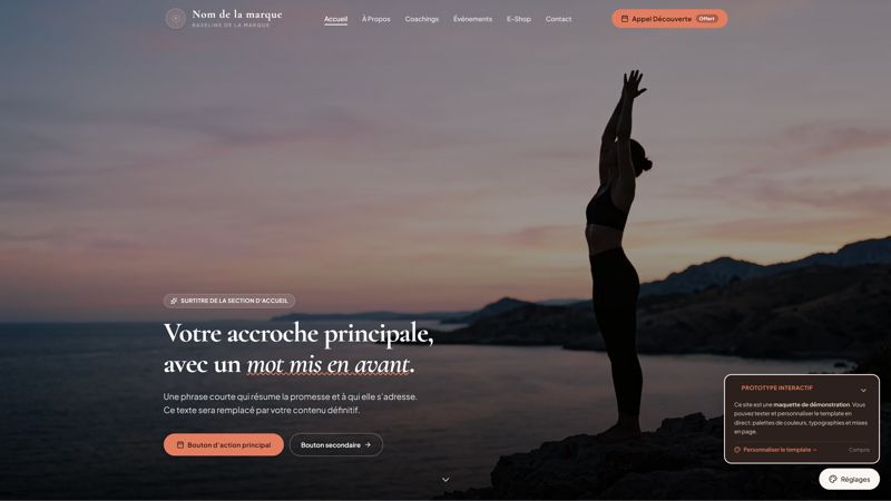 Coaching Showcase - Gabarit de site vitrine pour coach et activité bien-être