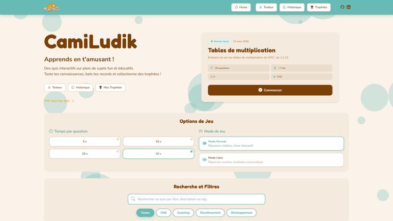 CamiLudik - Quiz pédagogiques pour enfants