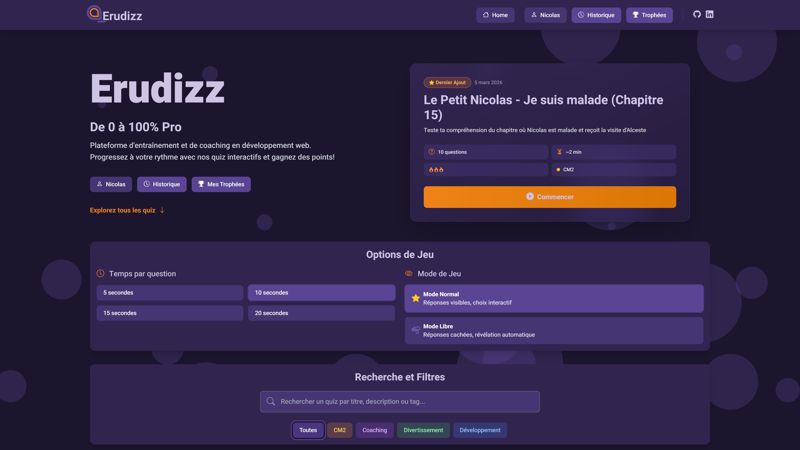 Erudizz - Application de Quiz Pédagogique