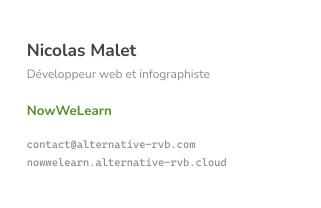 Carte de visite NowWeLearn, verso