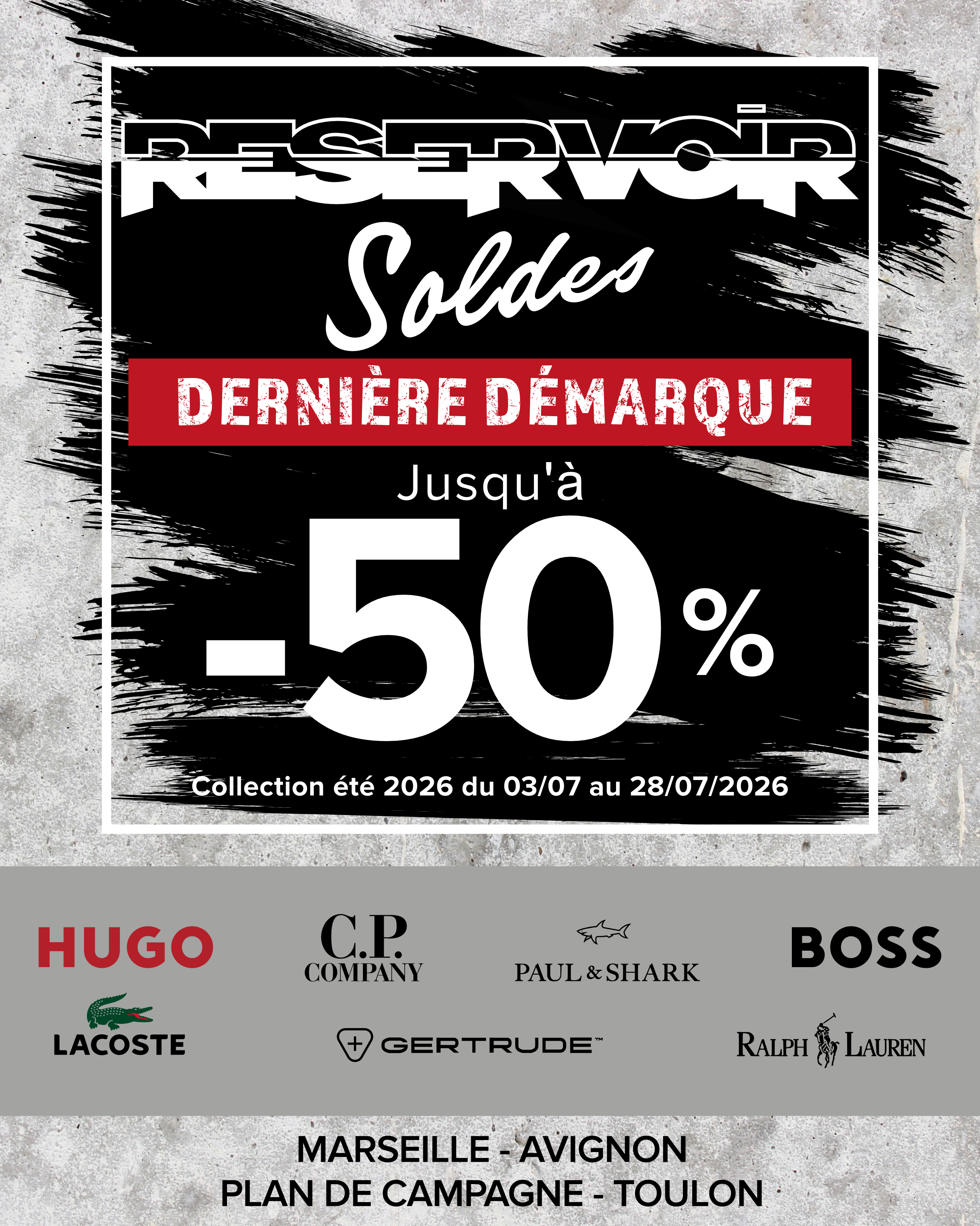 Visuel soldes 2ème démarque Reservoir Store