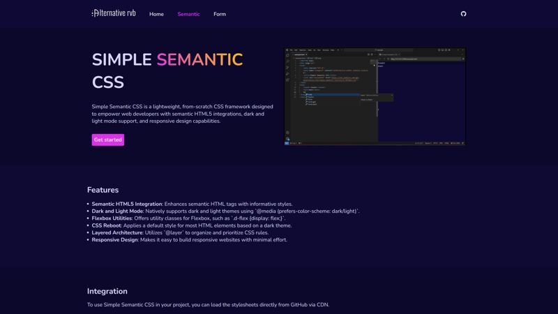 Simple Semantic CSS - Framework CSS Moderne